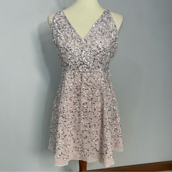 ASOS sequin pink pastel mini dress A-line prom party special occasion birthday - Picture 3 of 15
